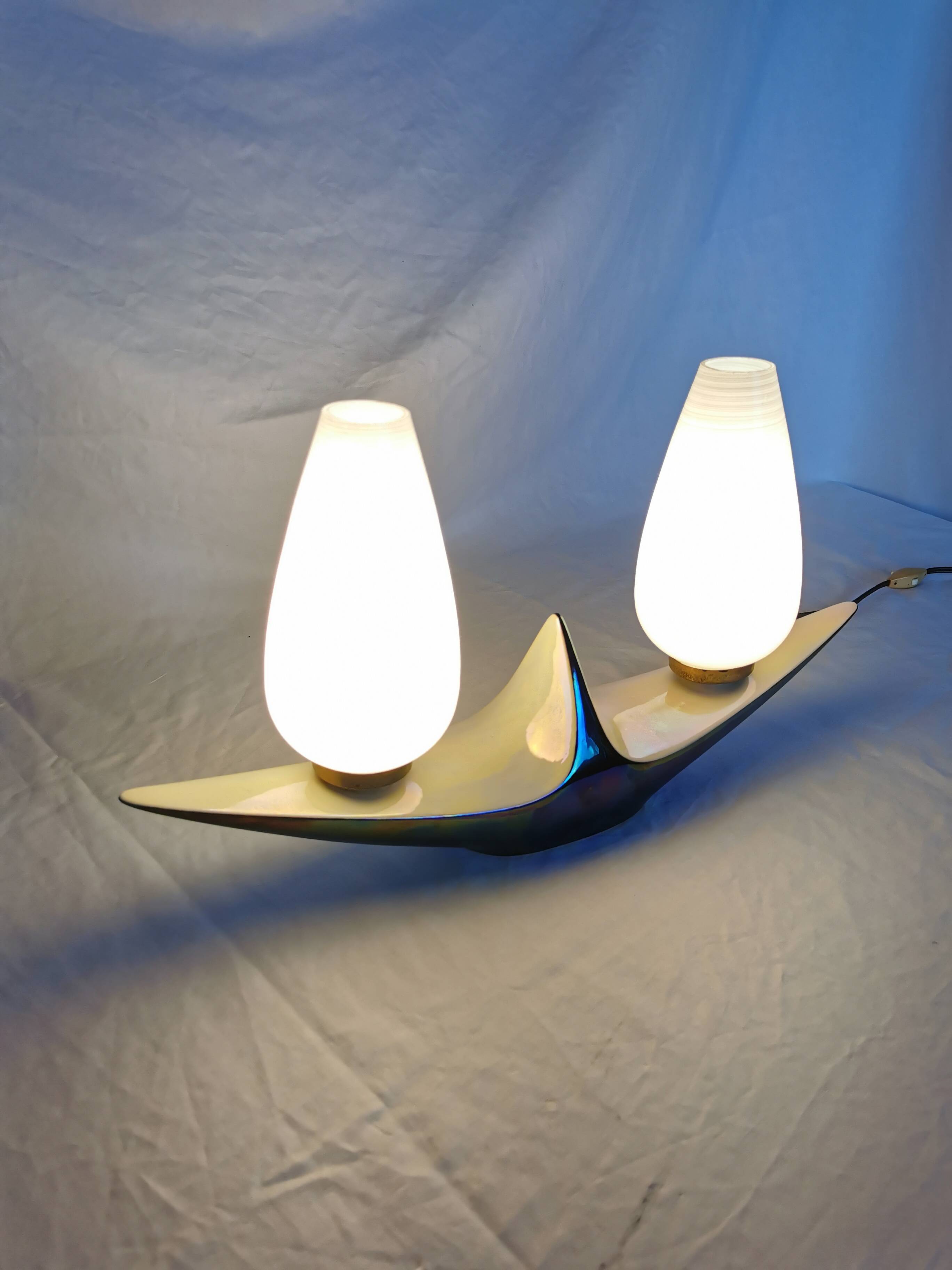 Verceram ceramic lamp, 1950, France.