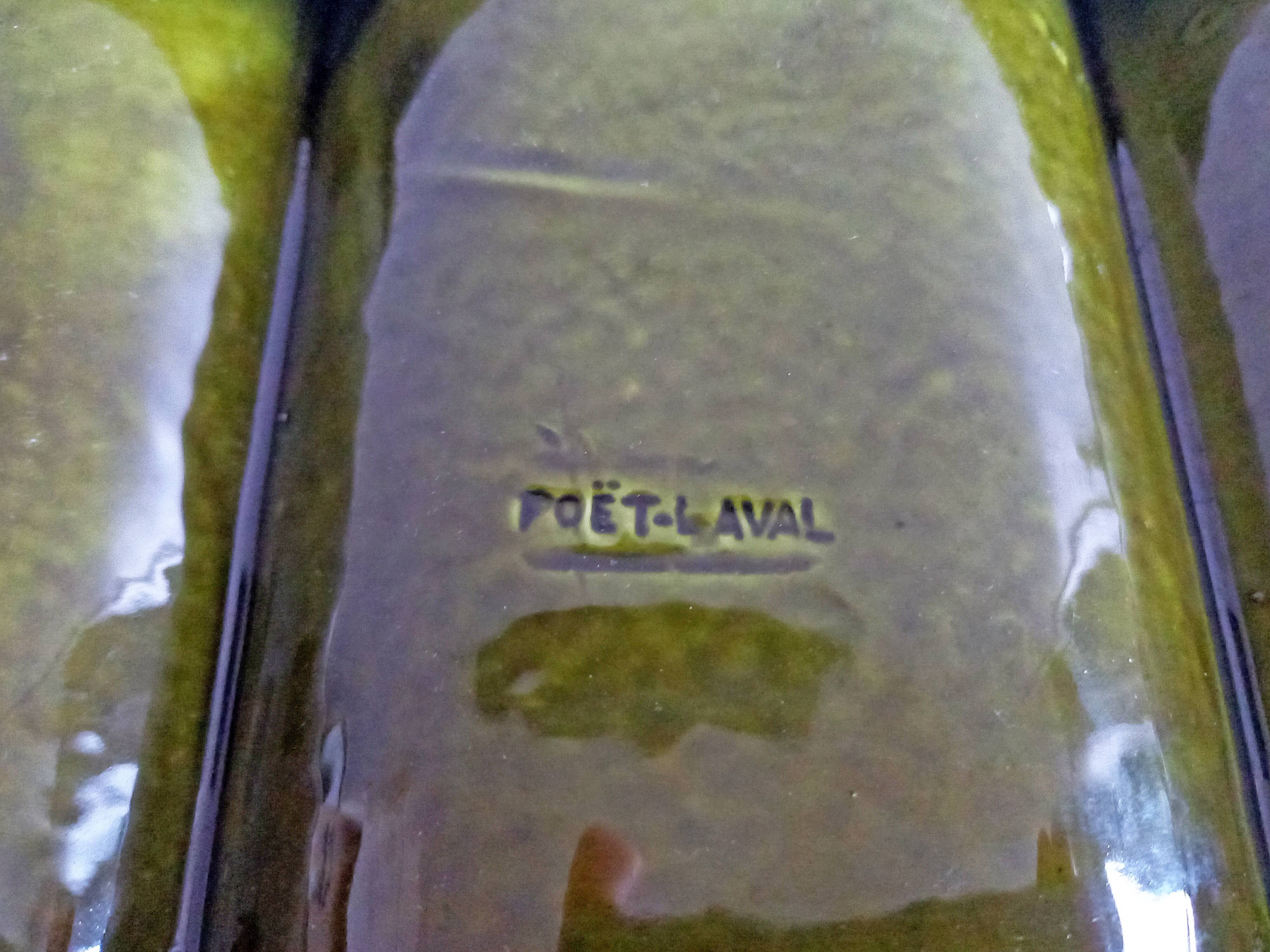 Former servant 3 compartments Glazed ceramic Signed Poët-Laval Vintage pottery 50s