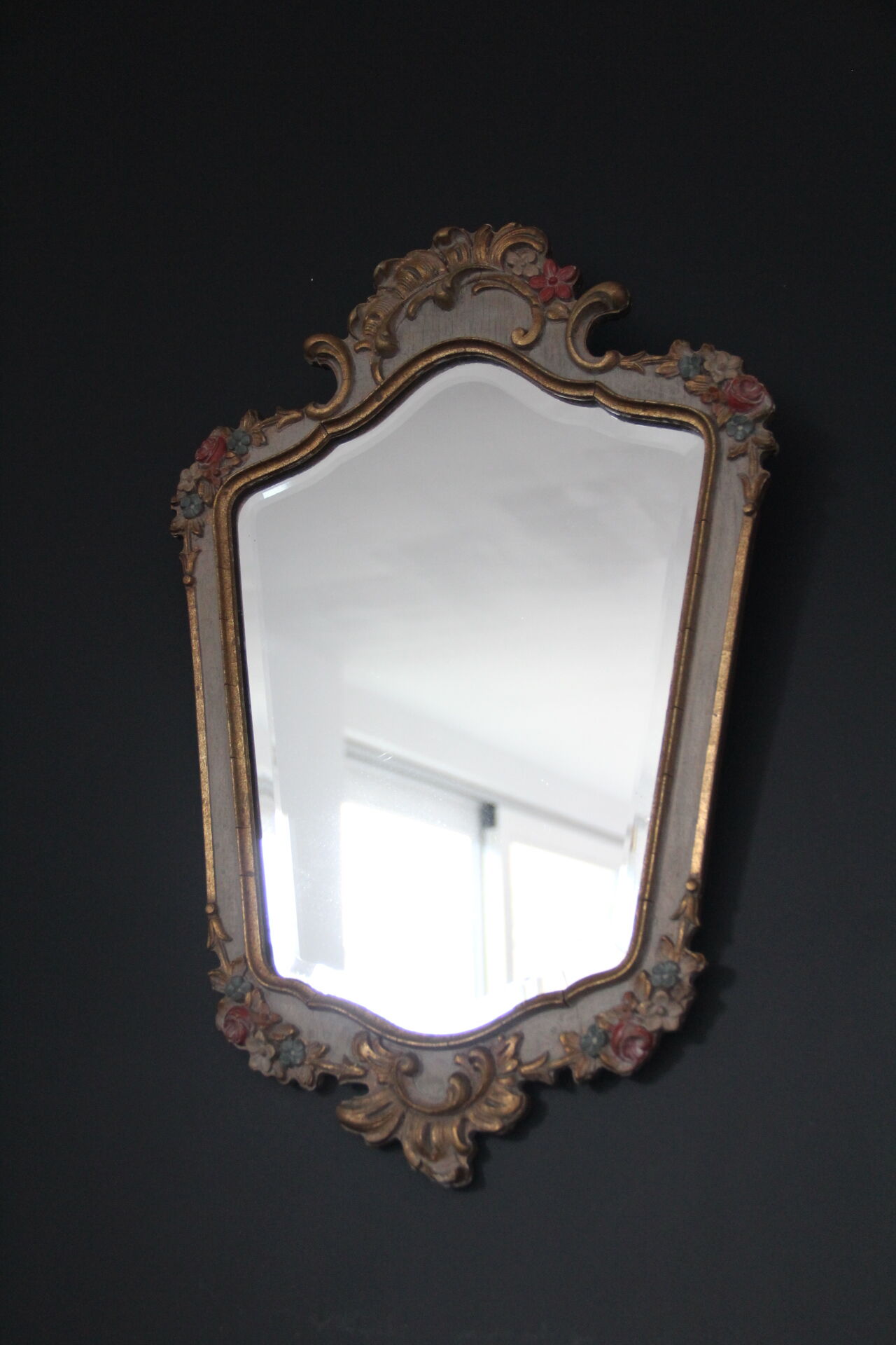 Baroque mirror with floral stucco decoration 35x52cm