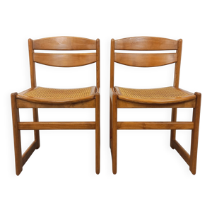 Paire de chaises traîneau - cannage