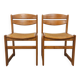 Pair of vintage sleigh chairs in beech wood and cane from the 70s