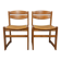 Pair of vintage sleigh chairs in beech wood and cane from the 70s