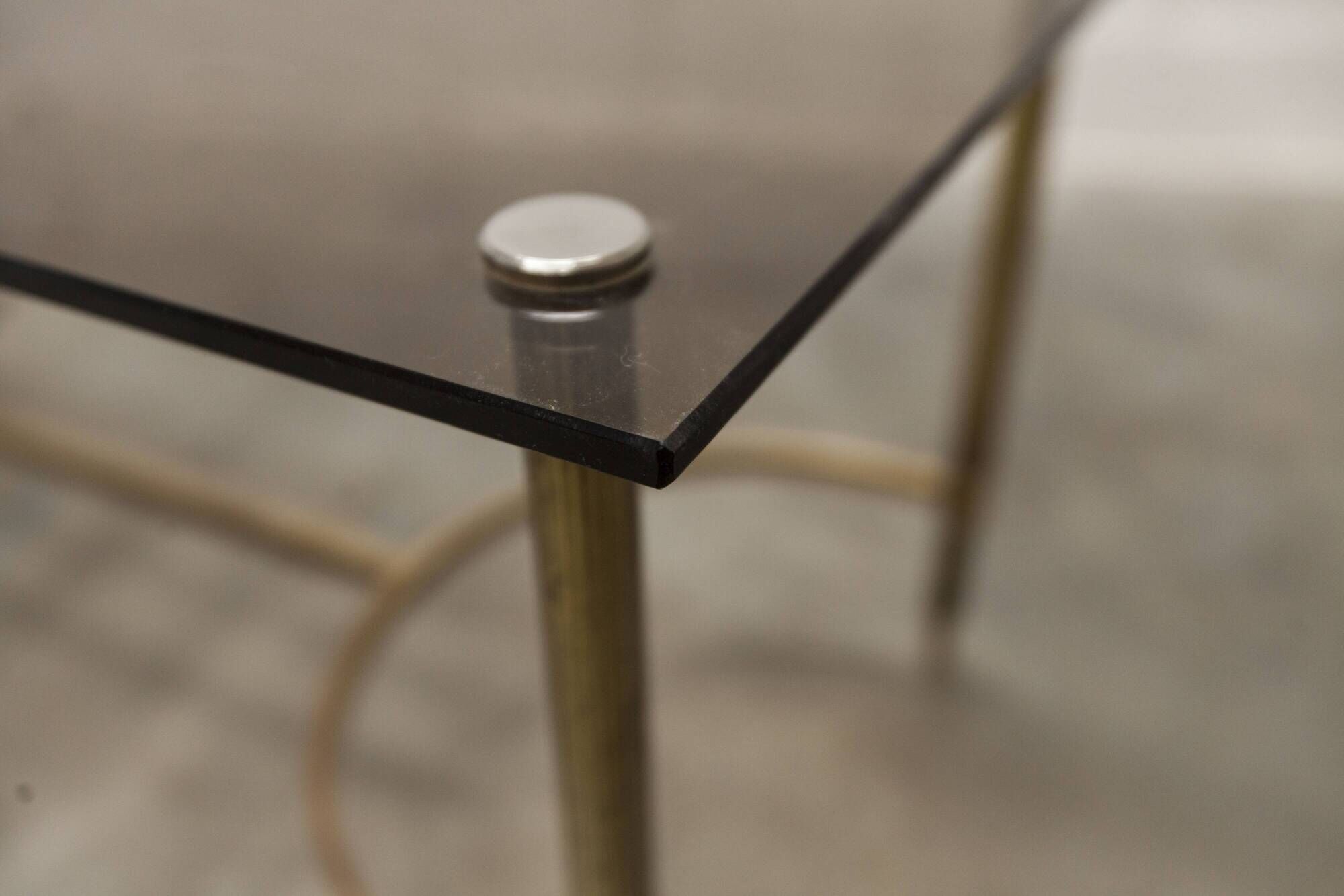 Gold brass coffee table with smoked glass 1970