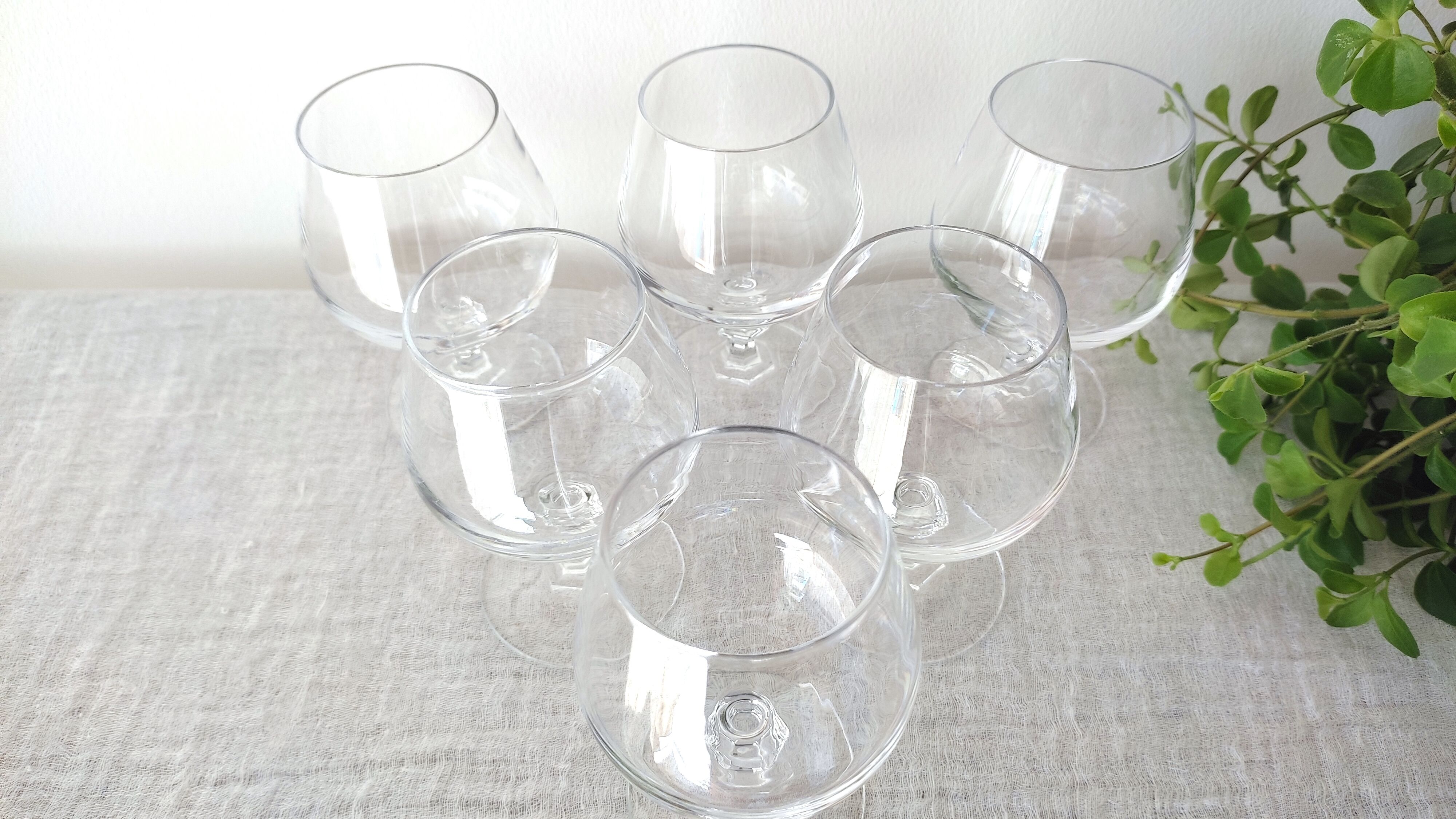 Cognac glasses in vintage arch crystal octagonal foot