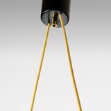 1960s Italian Stilnovo ceiling pendant with opaline glass shades and brass details
