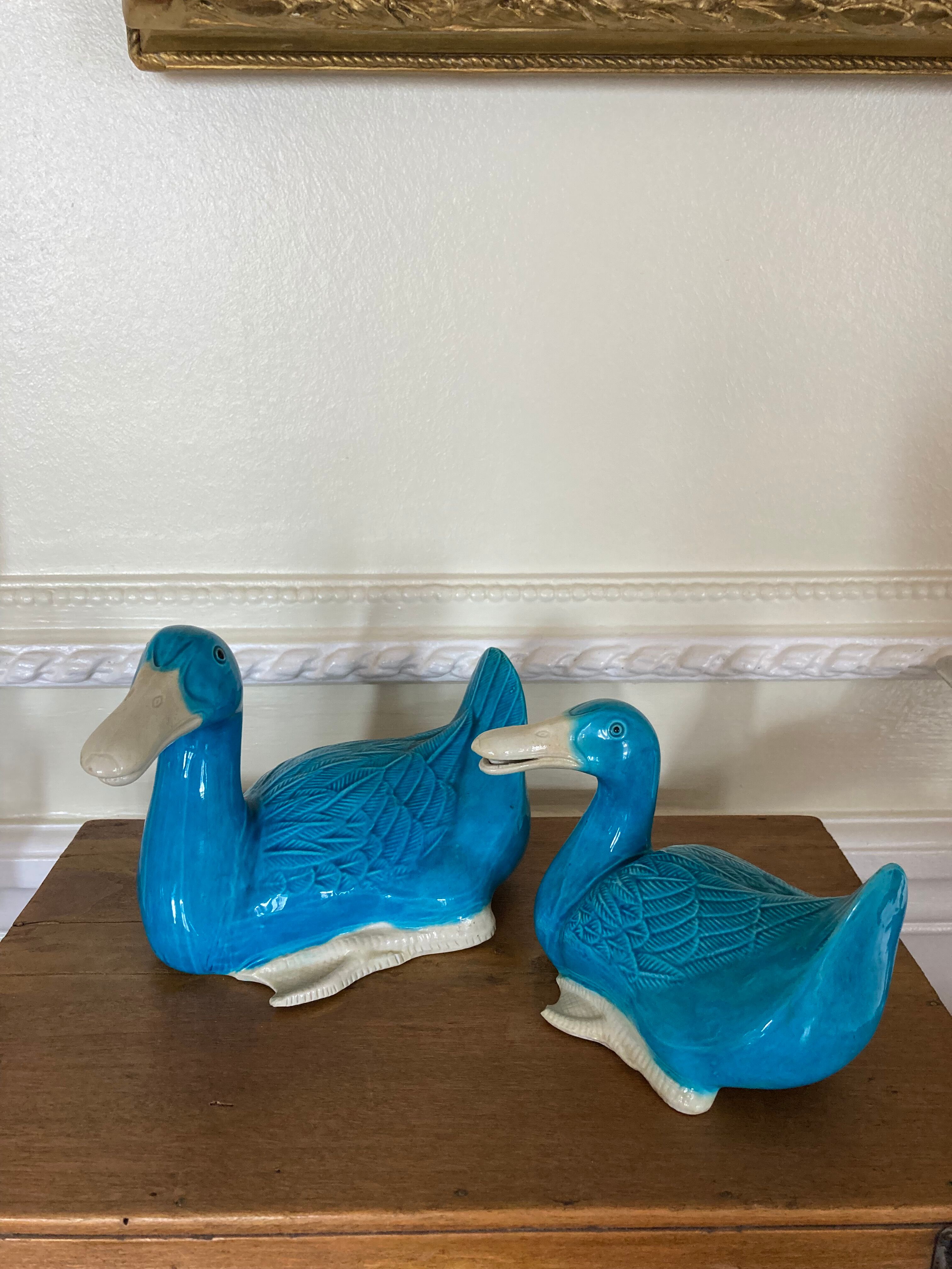 Paire de canards en porcelaine de Chine - milieu XXeme