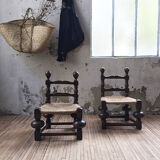 Pair of straw chairs