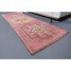 Vintage Turkish hand-knotted wool cotton pink runner rug 92x290