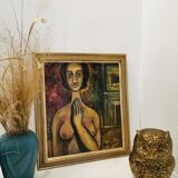 Tableau de nue , huile sur toile signée Montijano 60's
