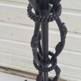 Black wrought iron floor lamp attributed to Gilbert Poillerat