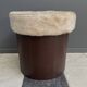 brown leatherette Pouf 1970s by VEB model 26W Raphael