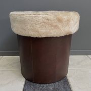 brown leatherette Pouf 1970s by VEB model 26W Raphael