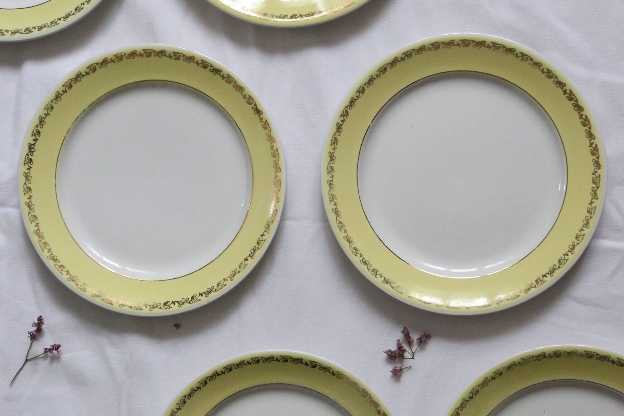 Set of 6 flat plates Luneville, Libourne model, vintage French