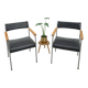 Chaises DDR avec base chromée et revêtement noir, chaises de salle à manger