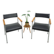 Chairs DDR with chrome base and black upholstery, dining chairs
