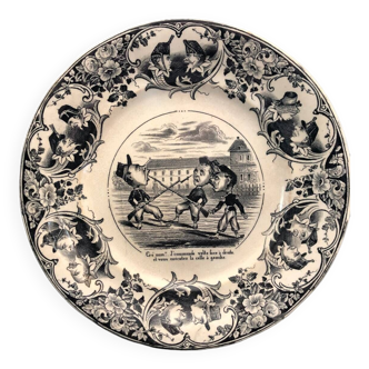19th century Sarreguemines talking plate