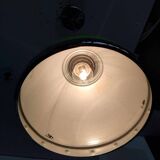 Space art green cone pendant light with chrome surround from the 80s