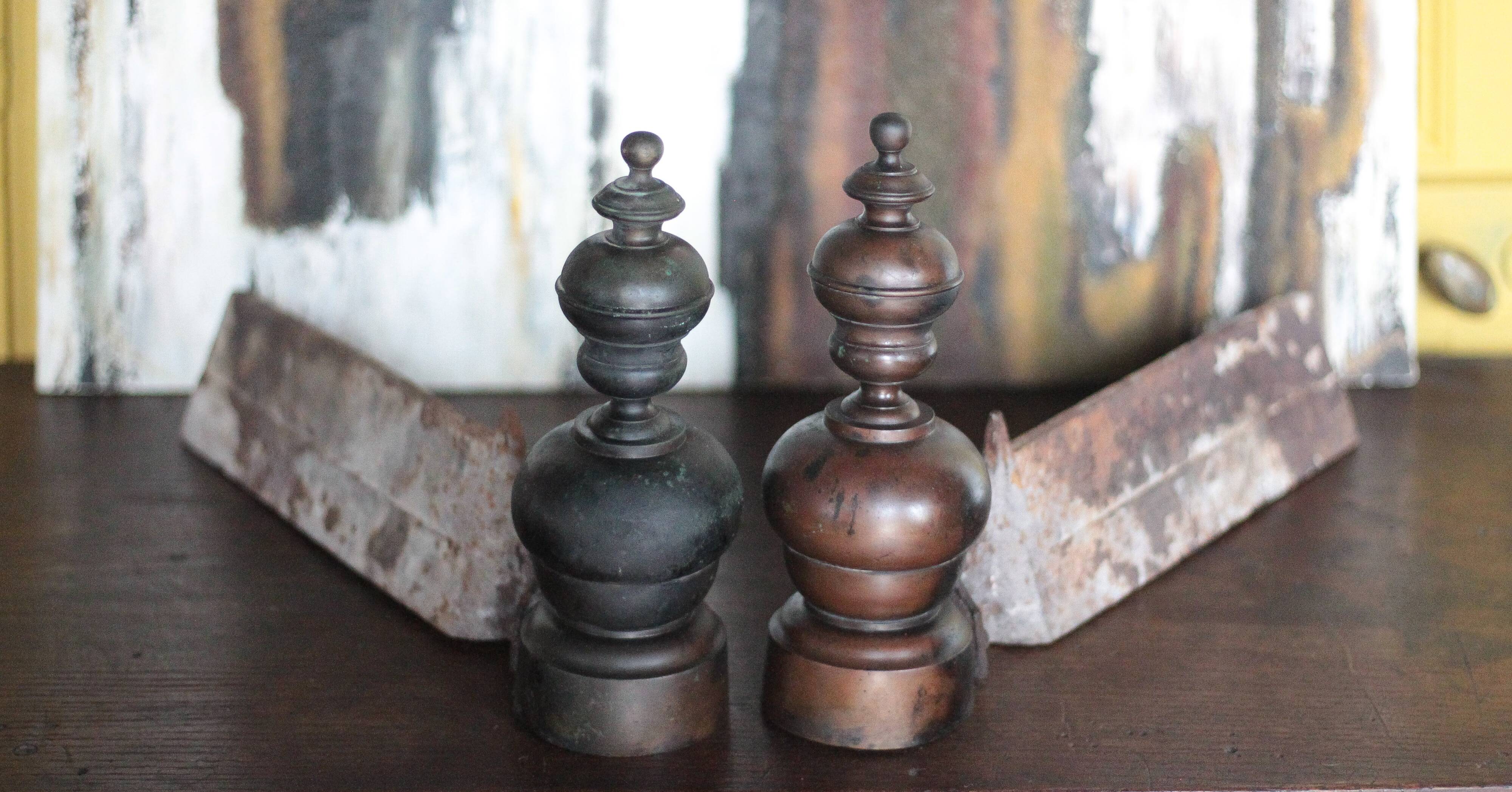 Vintage chenets, pair of chenets, fireplace accessory.