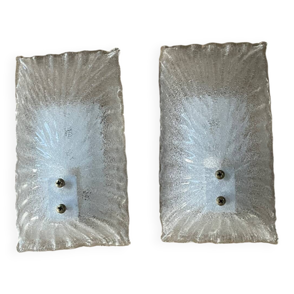 Appliques Murales Graniglia en Verre de Murano attribuées à Mazzega, Italie, 1980s