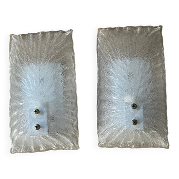 Appliques Murales Graniglia en Verre de Murano attribuées à Mazzega, Italie, 1980s