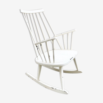 Rocking chair vintage blanc
