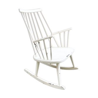 Rocking chair vintage blanc