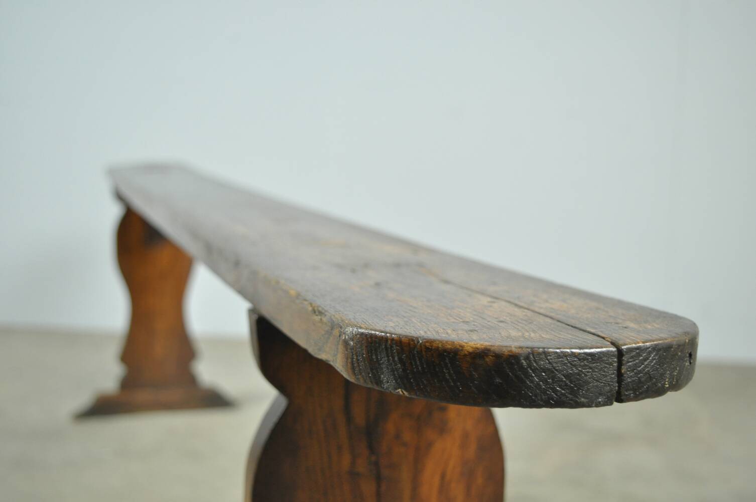 HANDMADE antique wooden French farmhouse bench, 1930s