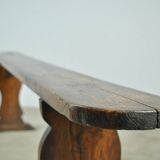 HANDMADE antique wooden French farmhouse bench, 1930s