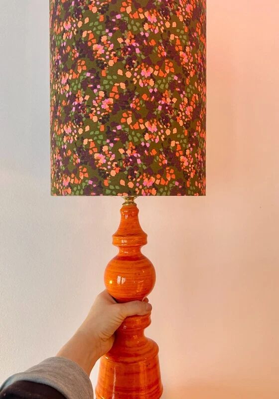 High vintage table lamp - 1970s - by Hustadt Leuchten - restored with a new shade