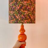 High vintage table lamp - 1970s - by Hustadt Leuchten - restored with a new shade