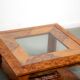 Walnut burl and glass coffee table circa 1980