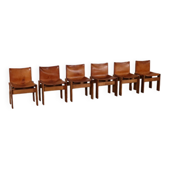 Set Of 6 Monk Dining Chairs By Afra And Tobia Scarpa For Molteni Italy 1974