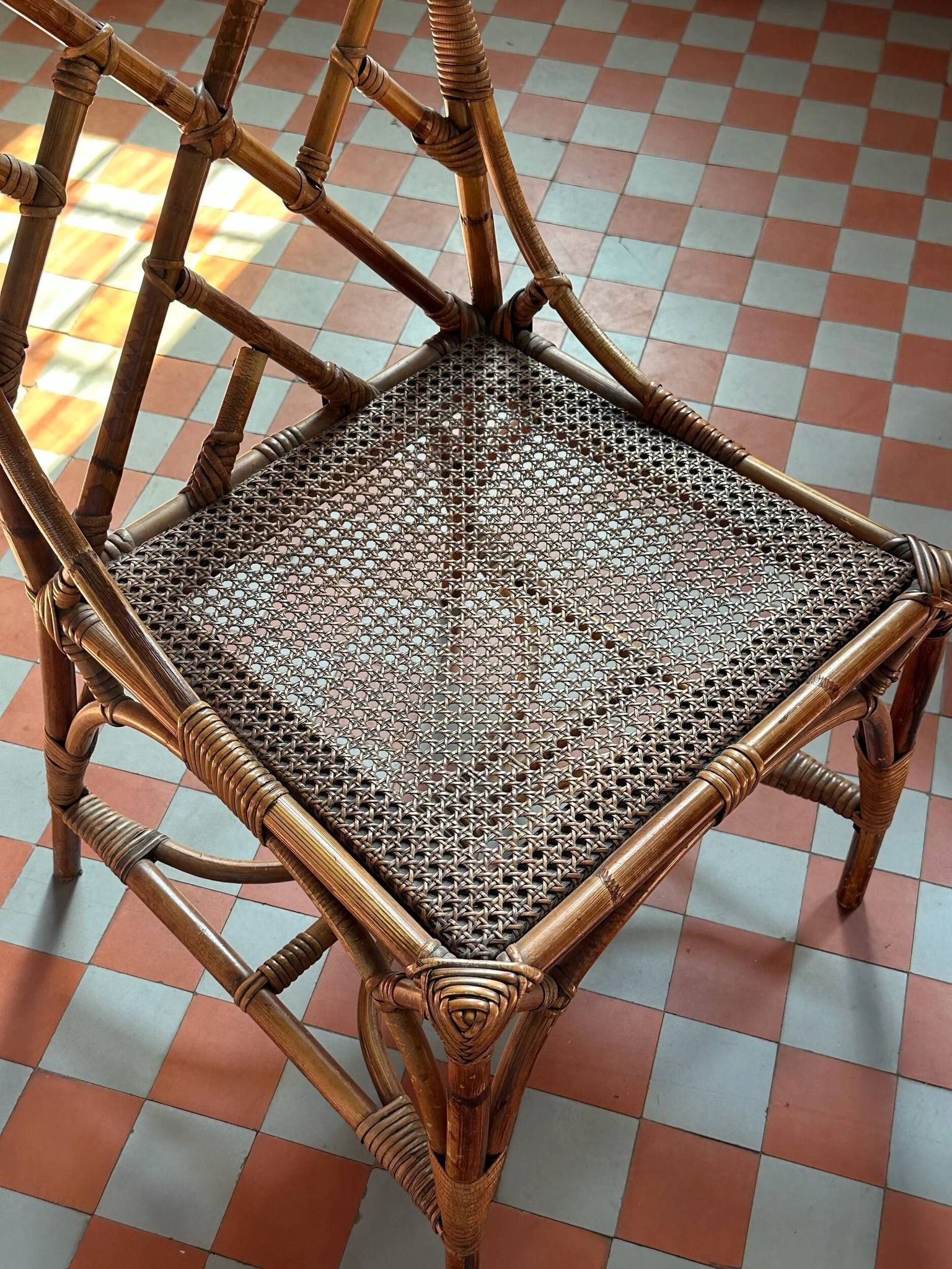 Vintage bamboo dining set in Chippendale style, Italy, year