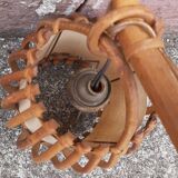 Pair of Louis Sognot rattan wall lights.