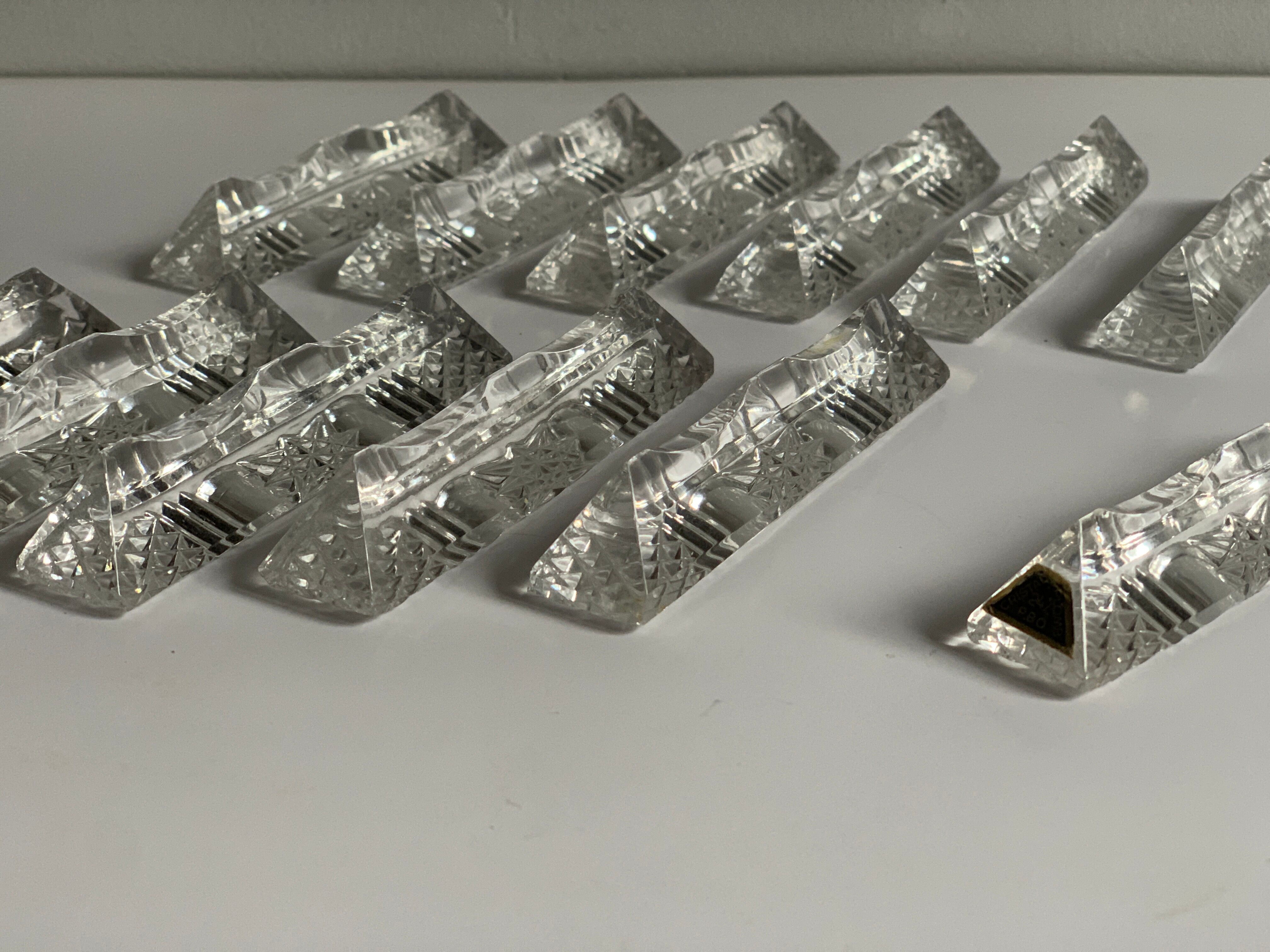 12 vintage crystal knife holders