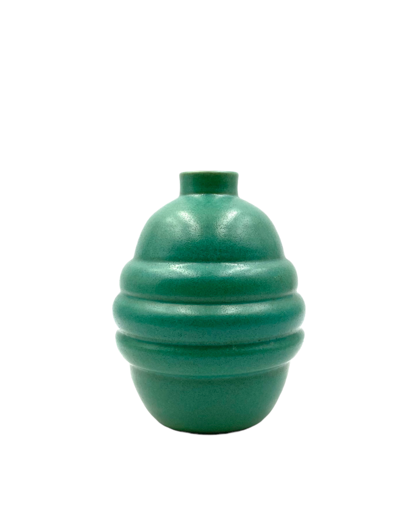Art deco turquoise faience vase, france 1940s