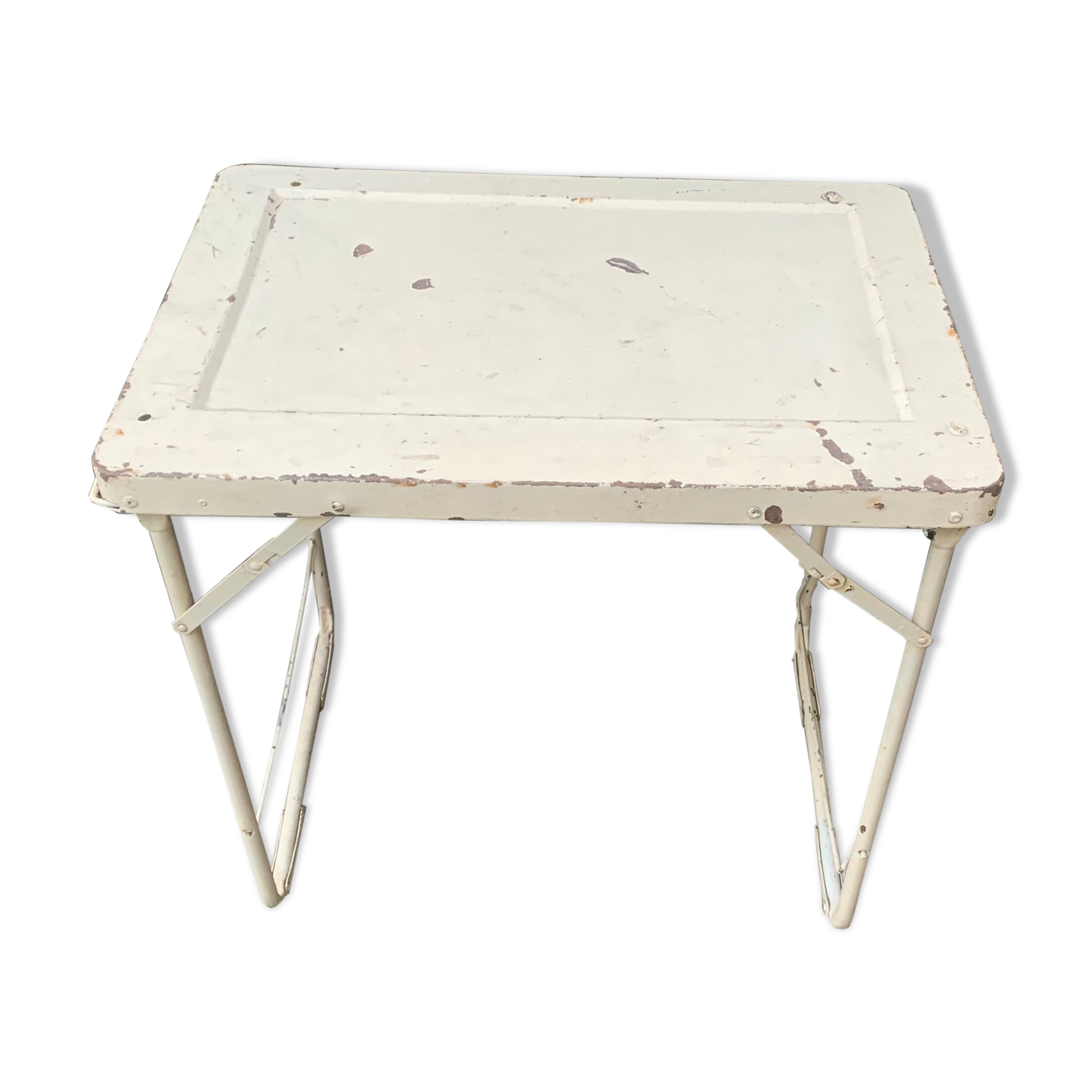 Folding iron side table