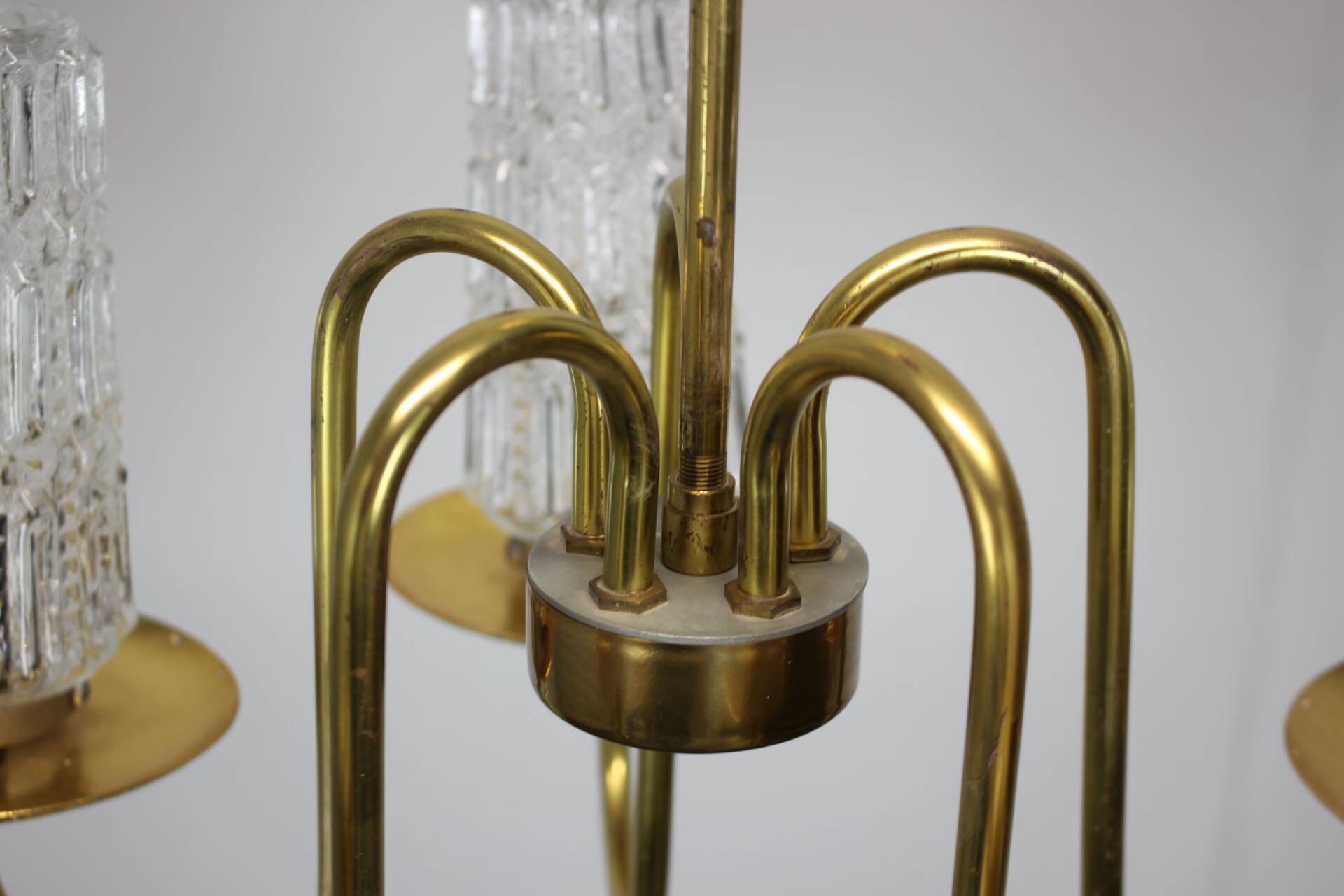 Mid-Century Brass Chandelier, 1970s, Czechoslovakia