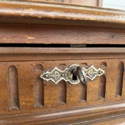 Antique Henri II style desk in solid wood - 2 drawers - 120cm