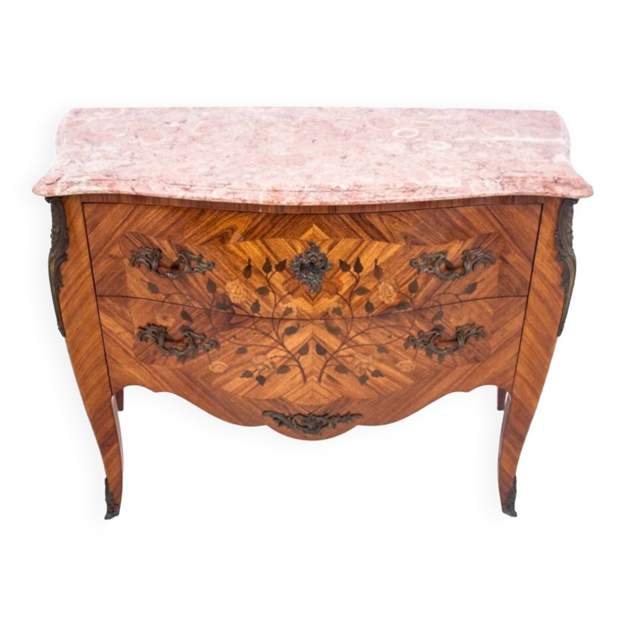 Commode avec intarsia et dessus de marbre, France, vers 1880.