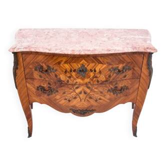 Commode avec intarsia et dessus de marbre, France, vers 1880.