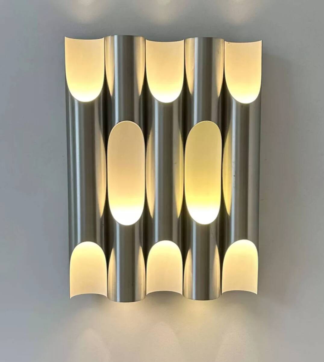 Applique vintage "Fuga XL", métal brossé, Raak Pays Bas 1970