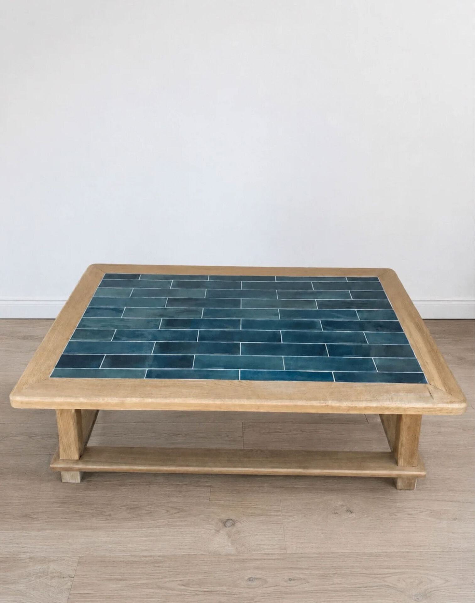 Renovated solid wood coffee table - handmade tiled top
