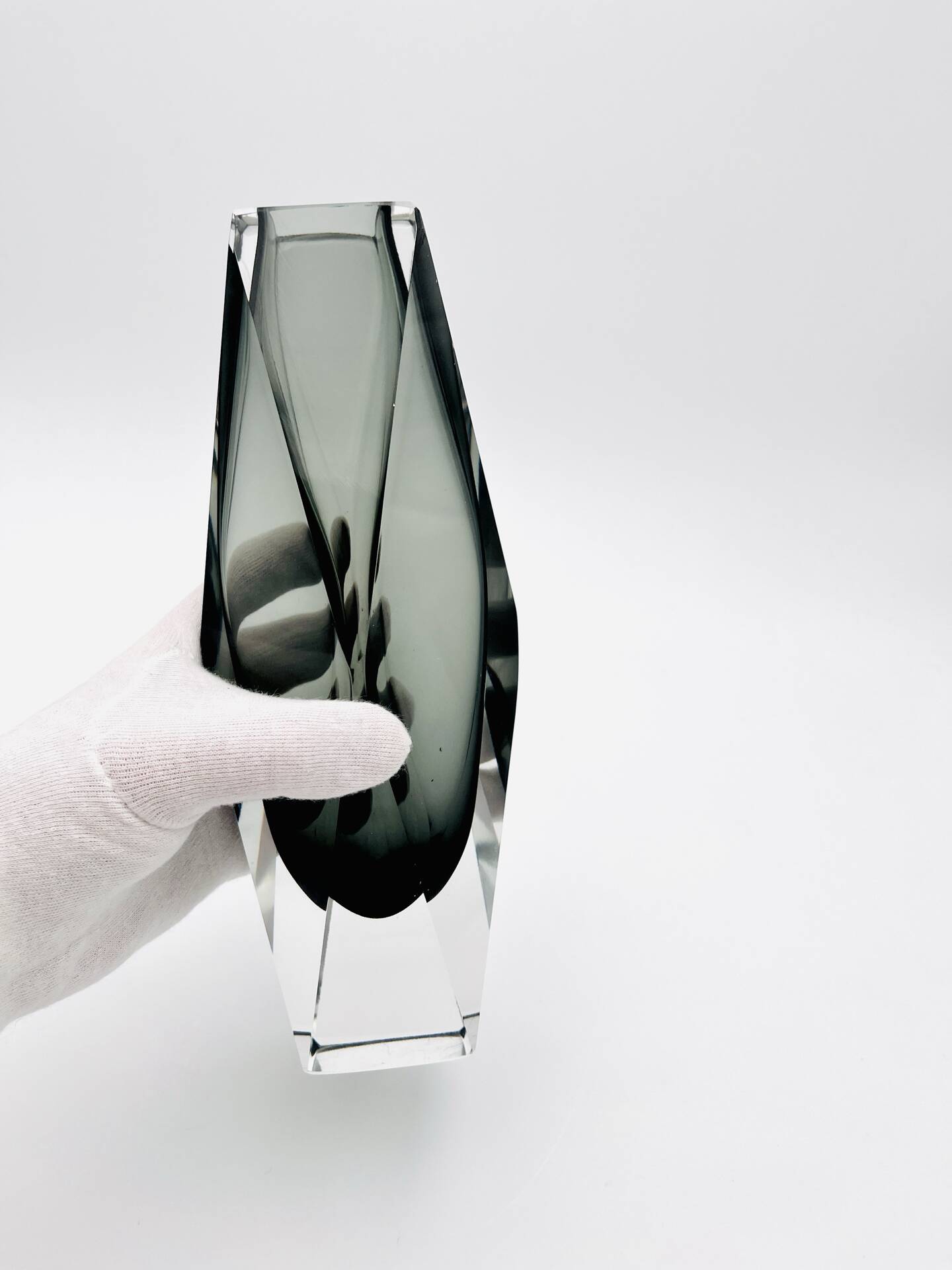 XXL Murano Sommerso Vase Alessandro Mandruzzato 27cm Grey Smoke