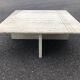 Square bass table in travertine