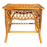 Petite table basse en rotin et bois vintage