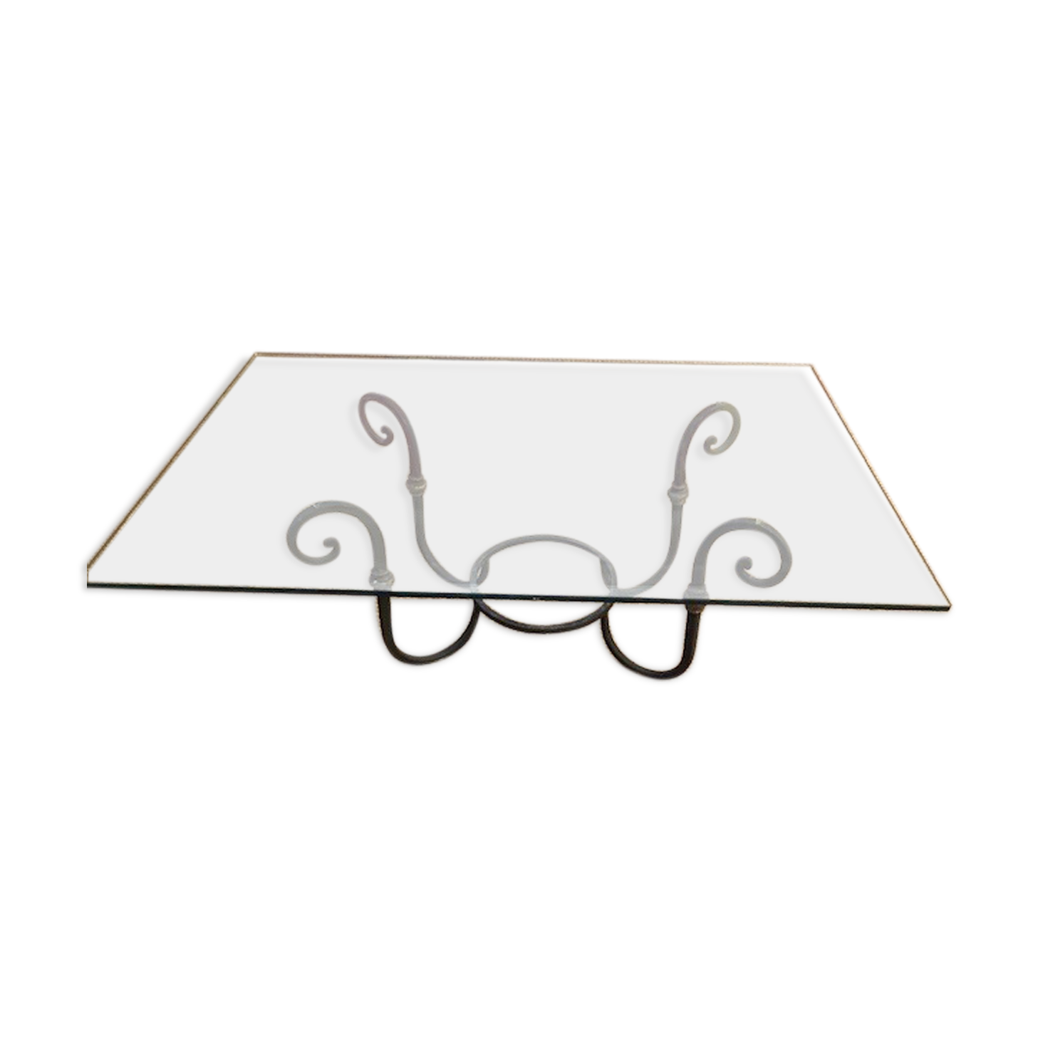 Coffee table glass and wrought iron