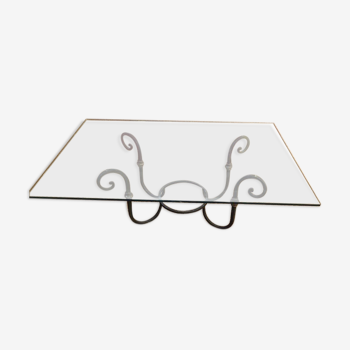 Coffee table glass and wrought iron