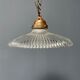 Glass holophane hangingor pendant lamp with brass gallery