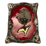 Vintage hanging decorative plate in lava stone